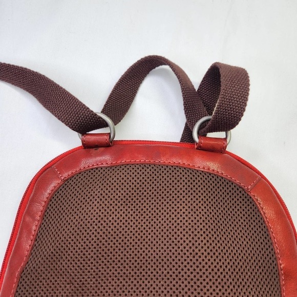 Jack Georges American Brand Leather Backpack Voyager Style Red Backpack Purse - Picture 7 of 12